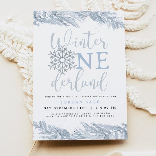 Invitation RORY Blue Winter OnderLand Pine 1er anniversaire