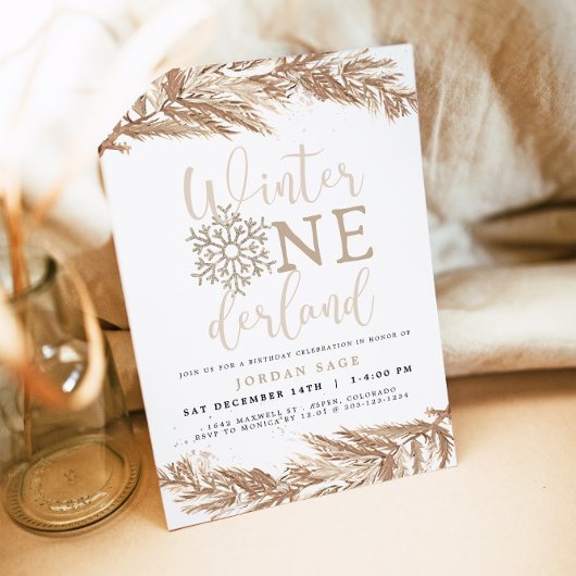 Invitation RORY Boho Beige Winter Wonderland Premier annivers