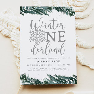 Invitation RORY Winter OnderLand Pine Argent 1er anniversaire