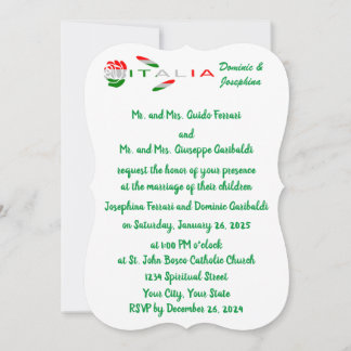 Invitation rosa bandiera italiana Italia