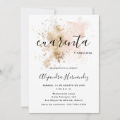 Invitation Rosa Cuarenta y Fabulosa Cumpleaños (Devant)