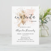 Invitation Rosa Cuarenta y Fabulosa Cumpleaños (Debout devant)