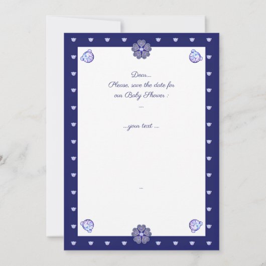 Invitation Rosace bleu ou rouge pour bébé&enfant (Dos)