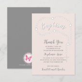 Invitation Rosaire du Baptême sur rose (Devant / Derrière)