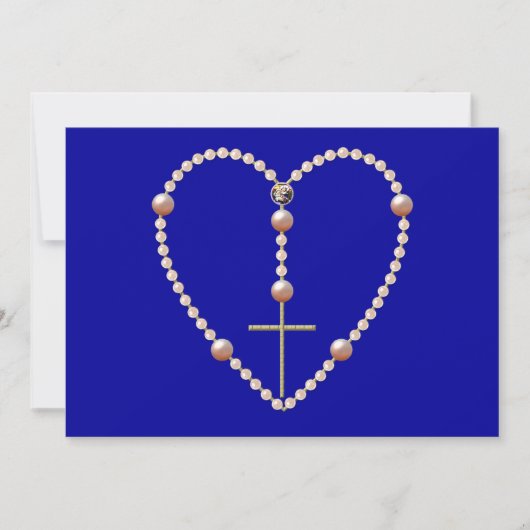 Invitation Rosaire en forme de coeur "perles" (Devant)