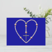 Invitation Rosaire en forme de coeur "perles" (Debout devant)