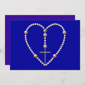 Invitation Rosaire en forme de coeur "perles" (Devant / Derrière)