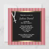Invitation Rosaire rouge et blanc de la première communion de (Dos)