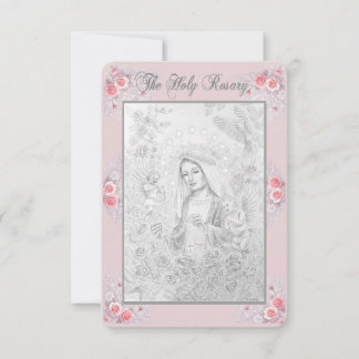 Invitation Rosary Prayer Card with my Original Drawing 