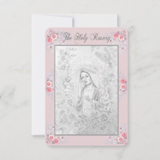 Invitation Rosary Prayer Card with my Original Drawing  (Devant)