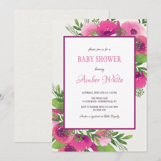 Invitation rose (Devant / Derrière)