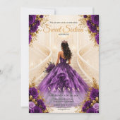 Invitation rose 16 ans princesse violet et or (Devant)
