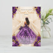 Invitation rose 16 ans princesse violet et or (Debout devant)