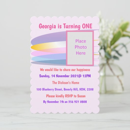 Invitation rose 1er anniversaire (Debout devant)