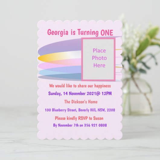 Invitation rose 1er anniversaire (Debout devant)