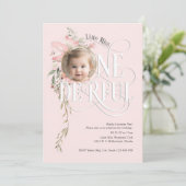 Invitation Rose 1er anniversaire Miss Onederful Fleur sauvage (Debout devant)