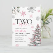 Invitation rose 2e anniversaire, deux Anniversaire (Debout devant)