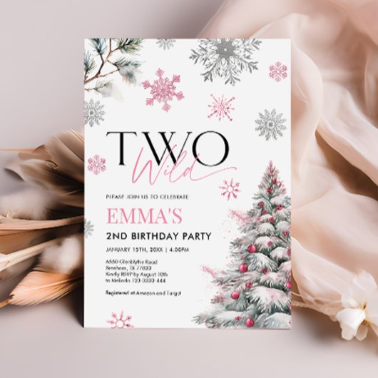 Invitation rose 2e anniversaire, deux Anniversaire