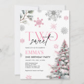 Invitation rose 2e anniversaire, hiver deux annive (Devant)