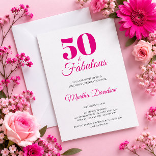 Invitation Rose 50 ans & Fabulueuse Célébration Élégante