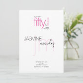 Invitation Rose 50 ans & Incroyable Monogramme moderne Annive (Debout devant)
