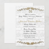 Invitation Rose 50e Anniversaire Blanc (Devant / Derrière)