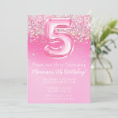 Invitation rose 5e anniversaire Girl Parties scint (Debout devant)
