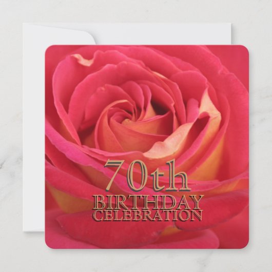 Invitation Rose 70e anniversaire Célébration personnalisée In (Devant)