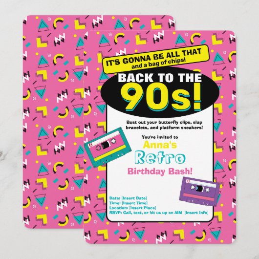 Invitation Rose 90's (Devant / Derrière)