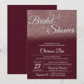 Invitation Rose à la douche nuptiale Gold and Burg (Devant / Derrière)