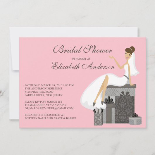 Invitation Rose à la mode de pêche d'invitation de Fête de la (Devant)