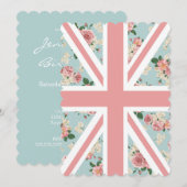 Invitation Rose anglais Union Jack Floral Pattern (Devant / Derrière)