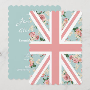 Invitation Rose anglais Union Jack Floral Pattern