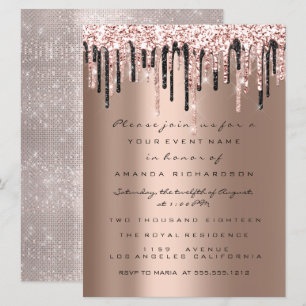 Invitation Rose  Anniversaire Fête des mariées Sweet 16 Class