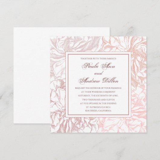 Invitation Rose antique (Devant / Derrière)