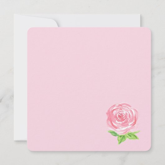 Invitation Rose aquarelle peinte à la main JOYEUX ANNIVERSAIR (Dos)