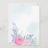 Invitation Rose Aquarelle rose Cloudy Bleu Feuille Mariage en (Dos)