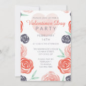 Invitation Rose Aquarelle rose Valentines Jour Fête (Devant)