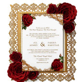 Invitation Rose arabe  or élégant Floral Design Mariage
