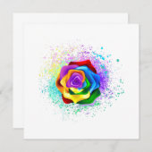 Invitation Rose arc-en-ciel coloré (Devant / Derrière)