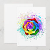 Invitation Rose arc-en-ciel coloré (Devant / Derrière)