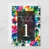 Invitation Rose arc-en-ciel noir et blanc Mariage floral vif (Dos)