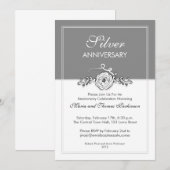 Invitation rose argent 25e anniversaire de mariage (Devant / Derrière)