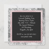 Invitation Rose argent et noir Damask Sweet 16 (Dos)