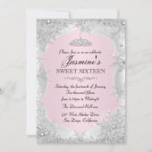 Invitation Rose Argent Flocon de Neige Sweet 16 (Devant)