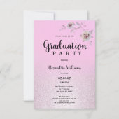 Invitation Rose argent lavande parties scintillant fleur Grad (Devant)