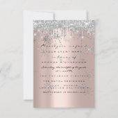 Invitation Rose argent luxueux mariage Sweet 16ème pailleté (Devant)