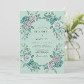 Invitation Rose Argent Mousse de Mer Mariage (Debout devant)