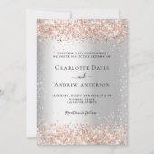 Invitation Rose argent or code QR RSVP détails mariage (Devant)