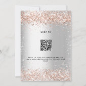 Invitation Rose argent or code QR RSVP détails mariage (Dos)
